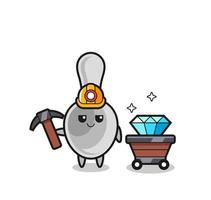 Character Illustration of spoon as a miner vector