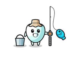 Mascot character of tooth as a fisherman vector