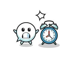 Cartoon Illustration of speech bubble is surprised with a giant alarm clock vector