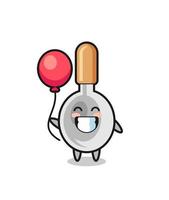cooking spoon mascot illustration is playing balloon vector