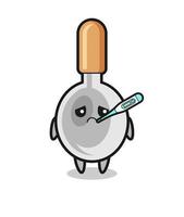 cooking spoon mascot character with fever condition vector