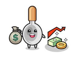 cooking spoon illustration cartoon holding money sack vector