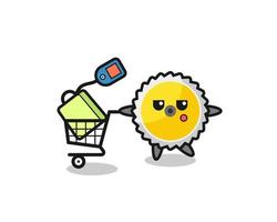 saw blade illustration cartoon with a shopping cart vector