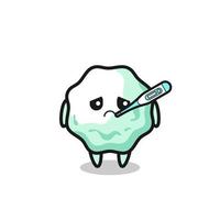 chewing gum mascot character with fever condition vector