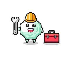 Mascot cartoon of chewing gum as a mechanic vector