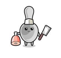 Illustration of spoon character as a butcher vector