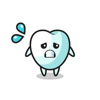 tooth mascot character with afraid gesture vector