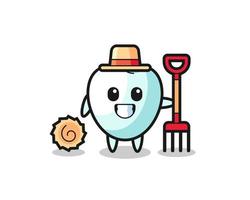 Mascot character of tooth as a farmer vector