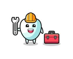 Mascot cartoon of tooth as a mechanic vector