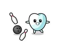 Character cartoon of tooth is playing bowling vector