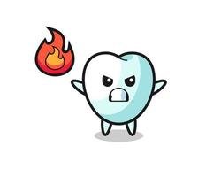 tooth character cartoon with angry gesture vector
