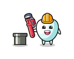 Character Illustration of tooth as a plumber vector