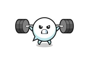 speech bubble mascot cartoon with a barbell vector