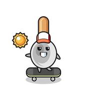 cooking spoon character illustration ride a skateboard vector