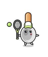 Cartoon character of cooking spoon as a tennis player vector