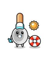 Cartoon mascot of cooking spoon as a beach guard vector