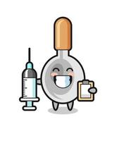 ilustración de mascota de cuchara de cocina como médico vector