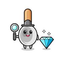 Illustration of cooking spoon character with a diamond vector