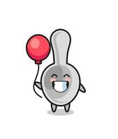 spoon mascot illustration is playing balloon vector