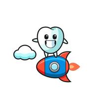 tooth mascot character riding a rocket