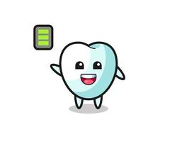 tooth mascot character with energetic gesture vector