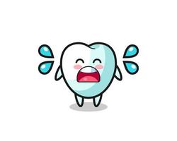 tooth cartoon illustration with crying gesture vector