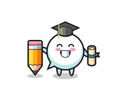 speech bubble illustration cartoon is graduation with a giant pencil vector