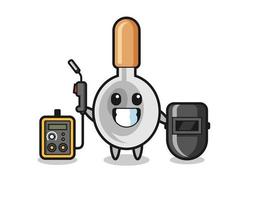 Character mascot of cooking spoon as a welder vector