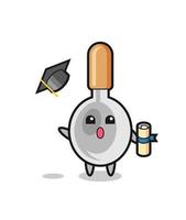 Illustration of cooking spoon cartoon throwing the hat at graduation vector