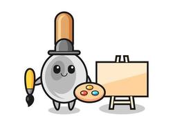 ilustración de la mascota de la cuchara de cocina como pintor vector