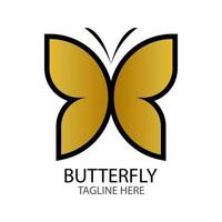 gold butterfly shaped logo black stroke, for a company logo or symbol vector