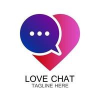 logotipo de chat, burbuja de habla en forma de amor, para el logotipo o símbolo de una empresa