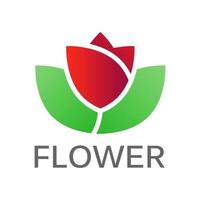 Red rose flower logo for company logo or shop, flat gradient design style logo vector