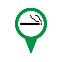 logotipo y letrero de la zona de fumadores, cigarrillo negro con humo dentro del círculo verde vector