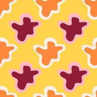Abstract contemporary primitive figures seamless pattern. Fun doodle clouds background. Creative artistic shapes wallpaper. Primitive elements backdrop vector