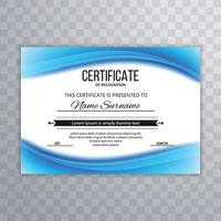 Abstract blue wave diploma certificate design vector