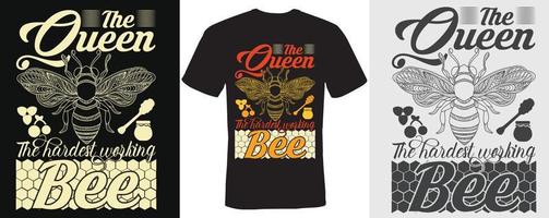 la abeja reina, la abeja más trabajadora diseño de camiseta abeja vector
