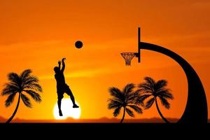 basketball player silhouette jumping photo