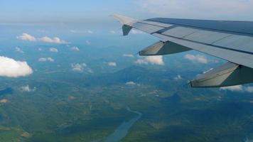 Aerial view landscape from descending airplane video