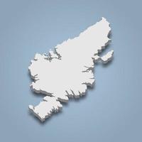 3d isometric map of Lewis and Harris is an island in Scotland, vector