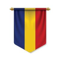 3d realistic pennant with flag vector