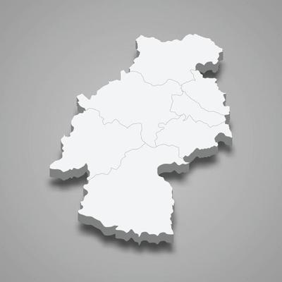 3d isometric map of Huancavelica is a region of Peru