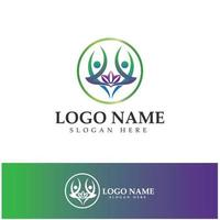 logo design of people doing yoga symbol icon illustration vector