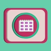 3D calendar icon button vector with turquoise and pink background, best for property design images, editable colors, popular vector illustration