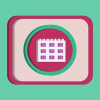 Vector de botón de icono de calendario 3d con fondo turquesa y rosa, mejor para imágenes de diseño de propiedad, colores editables, ilustración de vector popular