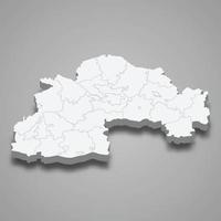 3d isometric map of  oblast is a region of Ukraine vector