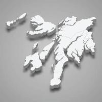 3d isometric map of Argyll and Bute is a region of Scotland, vector