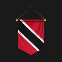 3d realistic pennant with flag vector