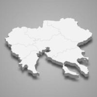 El mapa isométrico 3d de macedonia central es una región de grecia vector