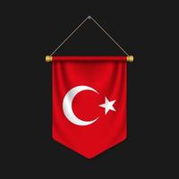 3d realistic pennant with flag vector
